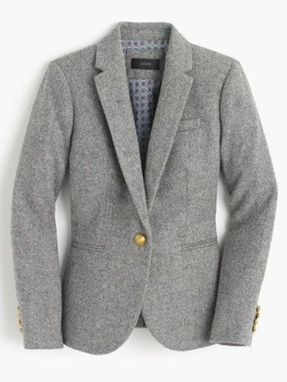 J. Crew Campbell Light Gray Wool Blazer Golden Button Size 8